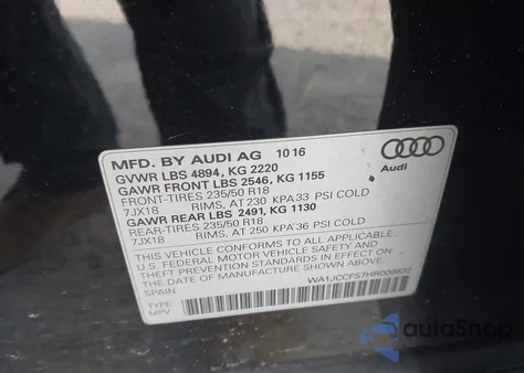 2017 Audi Q3 2.0T Premium from USA, damaged, VIN WA1JCCFS7HR008832